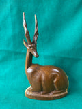 Hand Carved Wood Resting Gazelle Antelope Impala Figurine