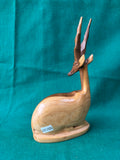 Hand Carved Wood Resting Gazelle Antelope Impala Figurine