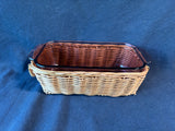 Pyrex 213-R Amethyst Color Glass Dish With Woven Basket