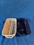Pyrex 213-R Amethyst Color Glass Dish With Woven Basket
