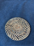 Set Of 6 Wicker Rattan Woven Coasters W/Basket