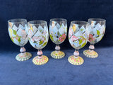 Set Of 5 Mackenzie Childs Style Goblets