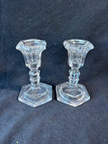 Pair Of Clear Glass Candlesticks Holders