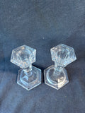 Pair Of Clear Glass Candlesticks Holders