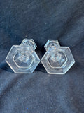 Pair Of Clear Glass Candlesticks Holders