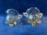 Cambridge Martha Style Cream & Sugar Set Footed W Scroll Handles Amber Glass