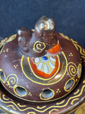 Japanese Satsuma Yaki Hand Painted Moriage Porcelain Incense Burner Pottery *Read Description*