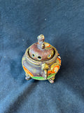Japanese Satsuma Yaki Hand Painted Moriage Porcelain Incense Burner Pottery *Read Description*