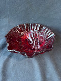 Imperial Glass Red Slag Glass Open Crimped Rose Bowl