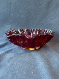 Imperial Glass Red Slag Glass Open Crimped Rose Bowl