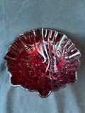 Imperial Glass Red Slag Glass Open Crimped Rose Bowl