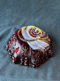 Imperial Glass Red Slag Glass Open Crimped Rose Bowl