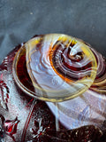 Imperial Glass Red Slag Glass Open Crimped Rose Bowl