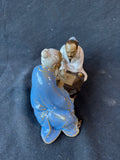 Chinese Shiwan Mud Man Figurine Pair of Men Playing Board Game Go Majong w/Wooden Stand *Read Description*