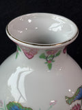 Hasu Floral/Gold Tone Trim Glazed Vase