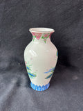 Hasu Floral/Gold Tone Trim Glazed Vase