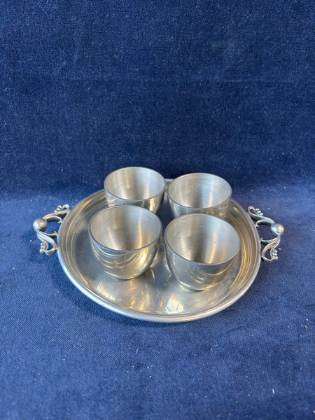 Shirley Pewter Tray and 4 Jefferson Cups