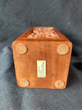 Hand Carved Wooden Candle Holder w/ Glass Insert And Votive Candle