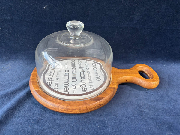 Teak Wood Cheese Board with Glass Dome *Read Description*