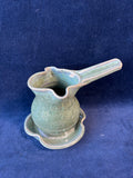 Studio Pottery Sauce/Gravy Jug with Saucer; Signed