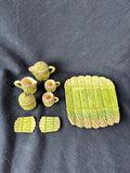 Miniature Resin Doll Collector Asparagus Tea Set- 8 PCs