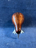 Kiwi Bird Figurine Cast Aluminum Brown Wood Grained Enameled Silver Sculpture