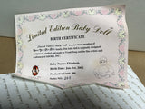 Limited Edition Adora Baby Doll with Birth Certificate