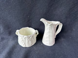 Royal Worcester White Fern Leaf Creamer Jug & Sugar Bowl *Read Description*