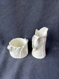 Royal Worcester White Fern Leaf Creamer Jug & Sugar Bowl *Read Description*