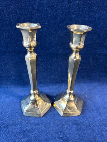 (B)Pair Of Brass Candlestick Holders