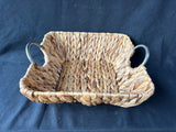 Small Water Hyacinth Style Basket With Metal Handles