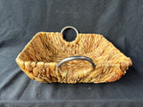 Small Water Hyacinth Style Basket With Metal Handles