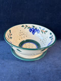 Pottery Colander Berry Bowl With Under Plate; Signed