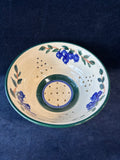 Pottery Colander Berry Bowl With Under Plate; Signed