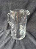Clear Glass Water Pitcher Etched W/School Of Fish