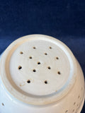 Pottery Colander Berry Bowl With Under Plate; Signed