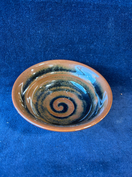 Studio Art Brown Glazed Pottery Trinket Dish