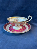 Buckingham Palace Teacup & Saucer: Royal Collection Gold Burgundy China
