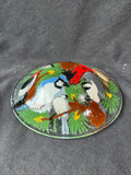 Peggy Karr Fused Glass Festive Birds Bowl