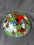 Peggy Karr Fused Glass Festive Birds Bowl