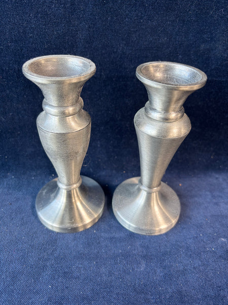 Pair Or Silver Tone Candlestick Holders