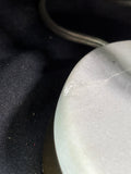Pair Of White Marble-Style Base Lamps with Gold Finish & Shades (Works) *Read Description*