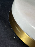 Pair Of White Marble-Style Base Lamps with Gold Finish & Shades (Works) *Read Description*
