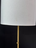 Pair Of White Marble-Style Base Lamps with Gold Finish & Shades (Works) *Read Description*