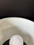 Pair Of White Marble-Style Base Lamps with Gold Finish & Shades (Works) *Read Description*