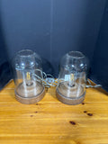 Pair Of Edison Glass Style Cloche Table Lamp Wood Base Industrial
