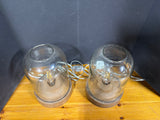Pair Of Edison Glass Style Cloche Table Lamp Wood Base Industrial