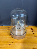 Pair Of Edison Glass Style Cloche Table Lamp Wood Base Industrial