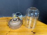 Pair Of Edison Glass Style Cloche Table Lamp Wood Base Industrial