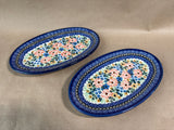 Pair Of Polish Pottery Unikat Small Oval Platters 1753